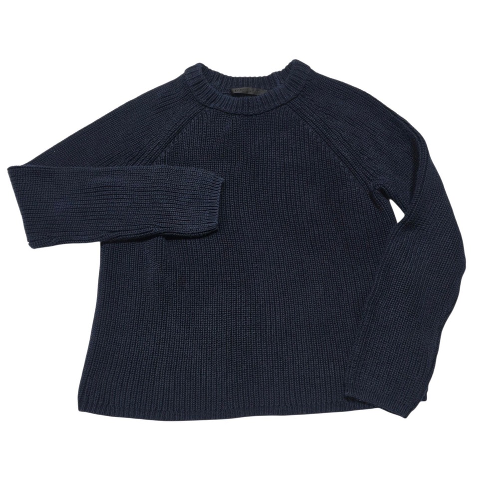 Jenni Kayne Fisherman Sweater Women S Navy Blue Cotton Shaker Stitch Crewneck